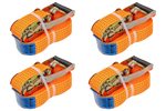 Satz aus vier UNITRAILER 10m/50mm/5t orangefarbenen Transportgurten mit Spannvorrichtung