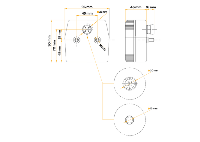 Rückleuchte FRISTOM MD-002, 4 Funktionen, universal