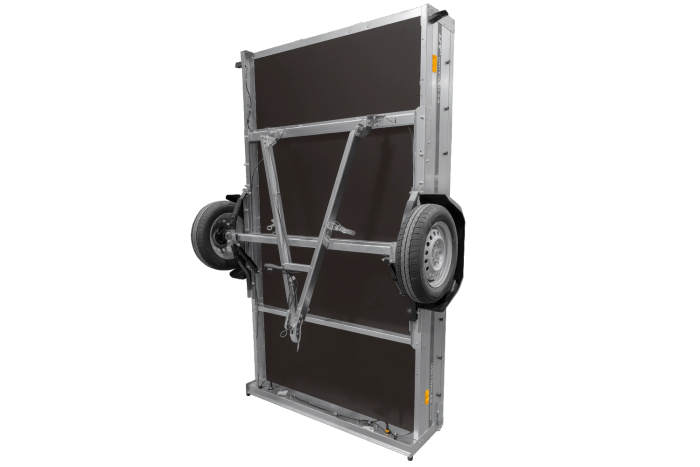 Einachsiger Anhänger auf Blattfedern 264x150 UNITRAILER GARDEN 265/R KIPP mit H-0-Rahmen und blauer Plane