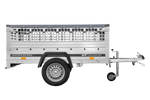 Einachsanhänger 200x106 UNITRAILER GARDEN 200 KIPP mit Gitterseitenwänden, H-0-Rahmen und grauer Plane