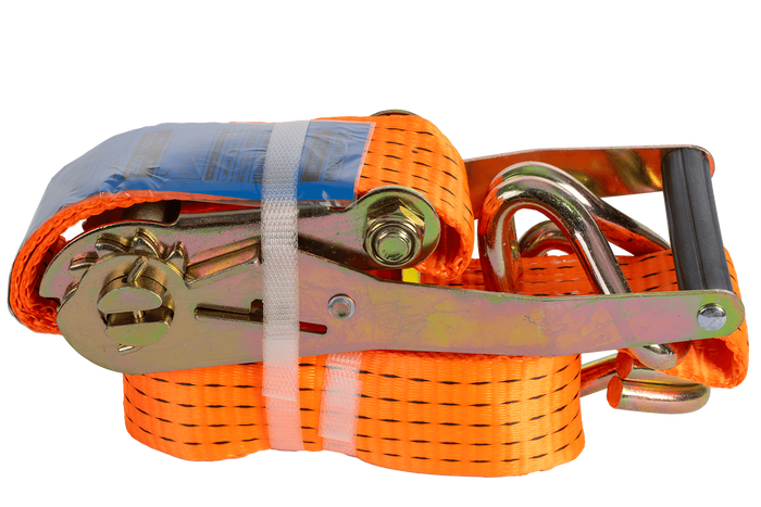 Satz aus vier UNITRAILER 3m/50mm/5t orangefarbenen Transportgurten mit Spannvorrichtung