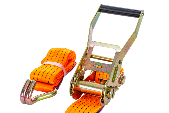 Satz aus vier UNITRAILER 2m/50mm/5t orangefarbenen Transportgurten mit Spanner