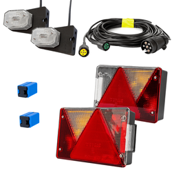 Lichtset: ASPÖCK Rücklichter + ASPÖCK Seitenmarkierungsleuchten + MANTES 5,2m 7PIN Kabelbaum + Schnellverbinder