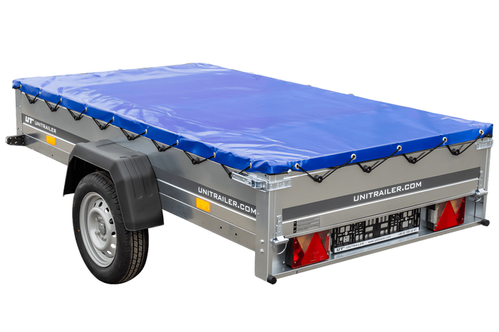 PKW-Anhänger 230x125 UNITRAILER GARDEN 230 KIPP mit blauer Abdeckung