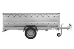 Einachsanhänger auf Federn 264x125 UNITRAILER GARDEN 264/R KIPP mit BIS-Seiten, H-0-Rahmen und grauer Plane