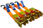 Satz aus vier UNITRAILER 4m/25mm/0,68t orangefarbenen Transportgurten mit Spannvorrichtung