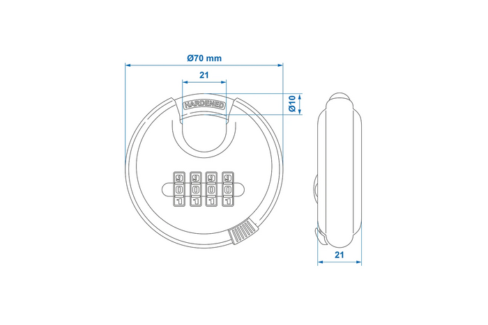 Rundes Vorhängeschloss mit Zahlenschloss ProPlus 341317 Bügelvorhängeschloss mit Code 70 mm