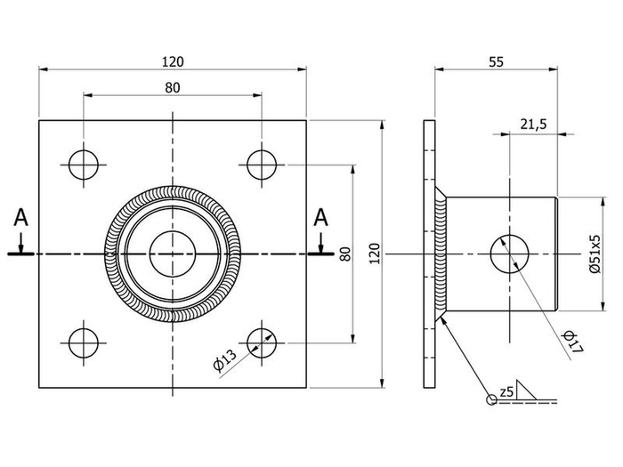 Komplette Kurbelhalterung S.170033 + Adapter S.29317 SIMOL für 1300 kg Anhänger