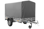 Autotransportanhänger mit Aluminiumwänden 230x125 Unitrailer Garden 230 KIPP ALU mit H1100-Rahmen und grauer Plane