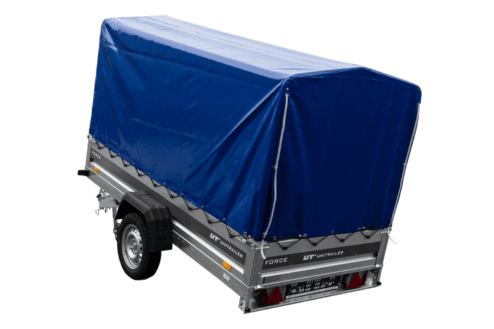 Anhänger 264x125 UNITRAILER FORCE 264 KIPP ungebremst mit H-1100 Spriegel und blauer Hochplane