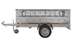 PKW-Ahänger 230x125 UNITRAILER GARDEN 230 KIPP mit Gitteraufsatz und grauer Plane