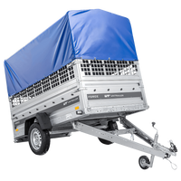 Einachsanhänger 230x125 UNITRAILER FORCE 230 KIPP mit Gitterseitenwänden, H-0-Rahmen und blauer Plane