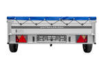 Autotransportanhänger mit Aluminiumseitenwänden 264x150 Unitrailer Garden 265 KIPP ALU mit H-0-Rahmen und blauer Plane