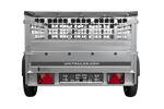 Einachsanhänger 200x125 UNITRAILER GARDEN 201 KIPP mit Gitterseitenwänden und grauer Abdeckung