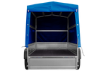 Zweiachsiger Anhänger 264x125 UNITRAILER GARDEN 264/2 KIPP mit H-1100 Rahmen und blauer Plane