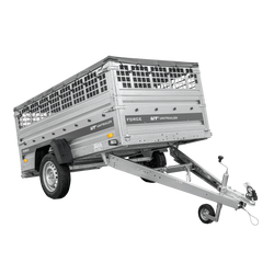 Einachsanhänger 230x125 UNITRAILER FORCE 230 KIPP mit Gitterwänden, H-0-Rahmen und grauer Plane