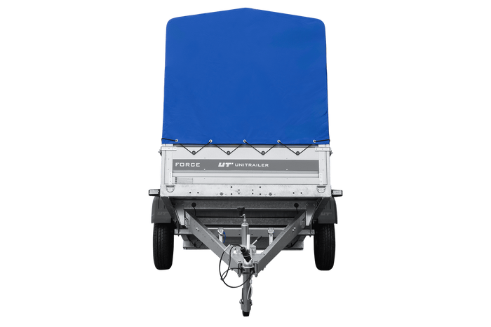 Leichter Anhänger 230x125 UNITRAILER FORCE 230 KIPP mit H-1100 Rahmen und blauer Plane