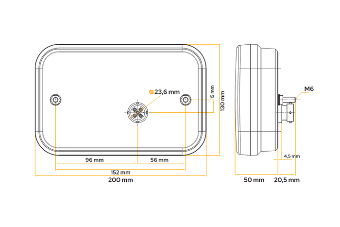 Rücklicht Fristom FT-270 LED 6 Funktionen, links