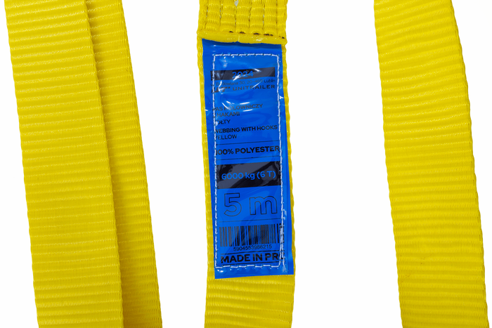 Abschleppseil mit Haken UNITRAILER Abschleppgurt 5m/50mm/6t gelb