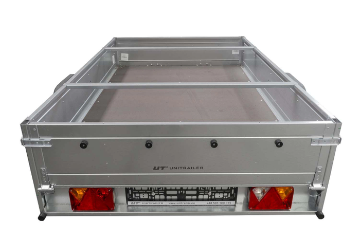PKW-Anhänger auf Federn 200x125 UNITRAILER GARDEN 201/R KIPP mit H-0 Rahmen und grauer Plane