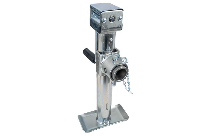 Ausziehbare Stütze mit UNITRAILER TJ5001+TJ5002A Adapter für 1300 kg Pritschenanhänger 364-614 mm