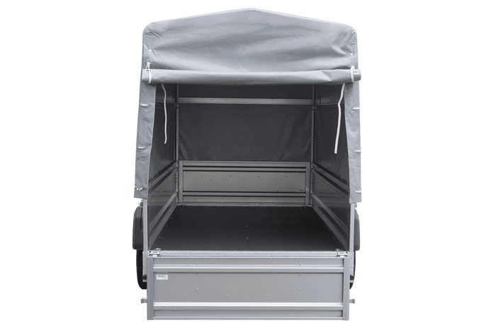 Ungebremster Anhänger 230x125 UNITRAILER FORCE 230 KIPP mit H-1100 Rahmen und grauer Hochplane