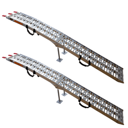 UNITRAILER ALR003 faltbare Rampen aus Aluminium für Anhänger, 221 cm, 680 kg Tragkraft, mit Gurt und Stütze, 2er-Set