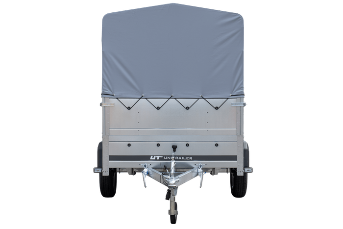 PKW-Anhänger 230x125 UNITRAILER GARDEN 230 KIPP mit Zusatzbordwändenund grauer Hochplane 80 cm