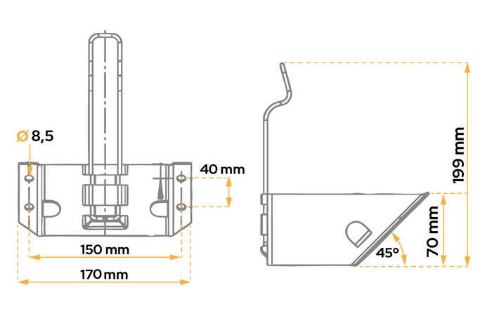 Unterlegkeil mit Montagehalterung AL-KO UK36 H:161mm