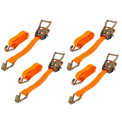 Satz aus vier UNITRAILER 2m/35mm/2t orangefarbenen Transportgurten mit Spanner
