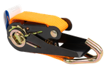 Satz aus vier KAMAR 3 m/25 mm/0,8 t orangefarbenen Transportgurten mit Spannvorrichtung