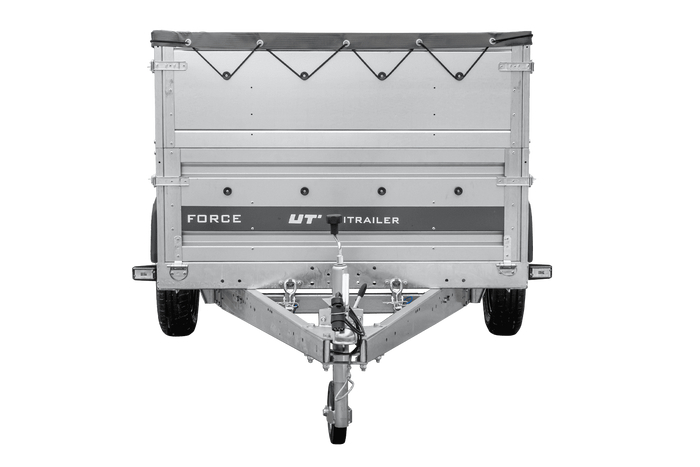 Leichter Anhänger 264x125 UNITRAILER FORCE 264 KIPP mit BIS-Seitenwänden, H-0-Rahmen und grauer Plane