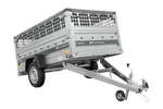 Einachsanhänger 230x125 UNITRAILER FORCE 230 KIPP mit Gitterwänden, H-0-Rahmen und grauer Plane