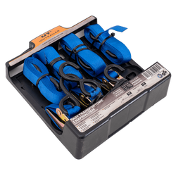 OUTLET Satz mit vier UNITRAILER-Transportgurten mit Spannvorrichtung 4 m/25 mm/0,68 t blau