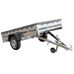 Anhänger Kipper Garden Trailer 230 KIPP [230 cm x 125 cm] mit Flachplane und Stützrad 750 kg