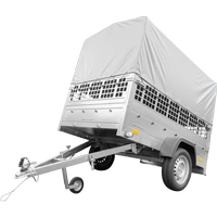 Einachsanhänger auf Federn 200x125 UNITRAILER GARDEN 201/R KIPP mit Gitterwänden, H-800-Rahmen und grauer Plane