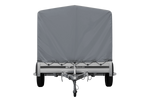 Autotransportanhänger mit Aluminiumseitenwänden 264x150 Unitrailer Garden 265 KIPP ALU mit H-1100 Rahmen und grauer Plane