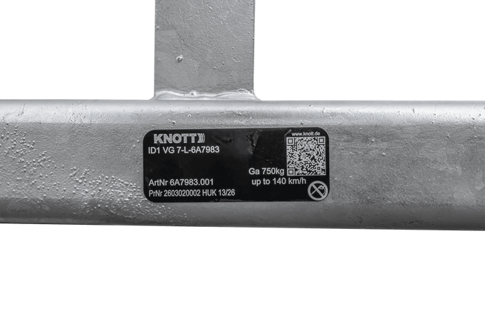 KNOTT VG7-L ungebremste Achse für Anhänger 750kg 1125mm 1615mm 4x100