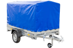 PKW-Anhänger auf Federn 230x125 UNITRAILER GARDEN 230/R KIPP mit H-1100 Rahmen und blauer Plane