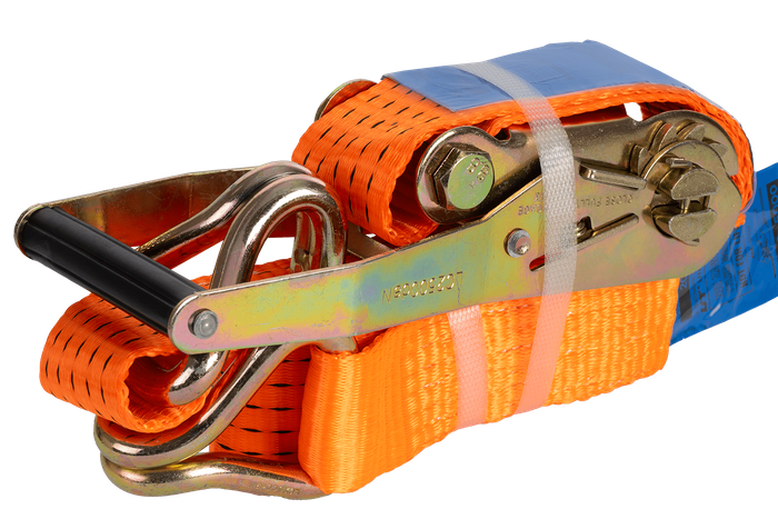 Satz aus vier UNITRAILER 3m/50mm/5t orangefarbenen Transportgurten mit Spannvorrichtung