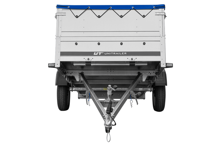 Einachsanhänger auf Federn 264x125 UNITRAILER GARDEN 264/R KIPP mit BIS-Seiten, H-0-Rahmen und blauer Plane