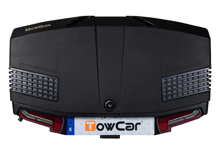 Towbox V3 schwarz LED Edition - Anhängerkupplungs-Gepäckträgerbox