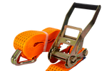 Satz aus vier UNITRAILER 5m/50mm/5t orangefarbenen Transportgurten mit Spannvorrichtung