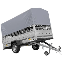 Autotransportanhänger auf Federn 264x125 UNITRAILER GARDEN 264/R KIPP mit Gitterwänden, H-800 Rahmen und grauer Plane