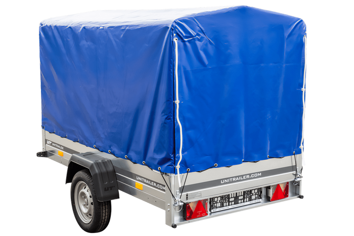 PKW-Anhänger 230x125 UNITRAILER GARDEN 230 KIPP mit blauer Hochplane 110 cm