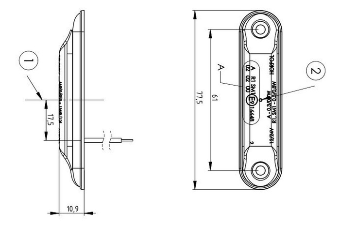 HORPOL LD 2329 LED Universal-Markierungsleuchte, schmal