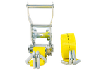 Satz mit vier UNITRAILER-Transportgurten mit Spannvorrichtung, 4 m/25 mm/1 t, gelb