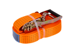 Satz aus vier UNITRAILER 15m/50mm/5t orangefarbenen Transportgurten mit Spannvorrichtung