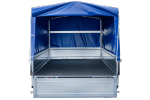 Einachsanhänger mit Blattfedern 264x125 UNITRAILER GARDEN 264/R KIPP mit H-800-Rahmen und blauer Plane