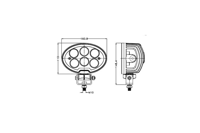 LED-Arbeitsscheinwerfer-Reflektor TT TECHNOLOGY SCHWARZ TT.13359F 6xLED 4800lm oval
